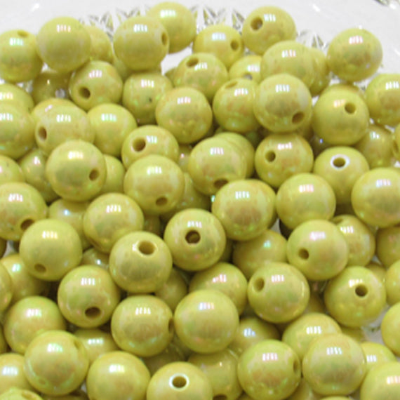 12mm AB Yellow Iridescent Bubblegum Beads - 50 - 2.99 Pack Rainbow Sparkle Beads (Copy)