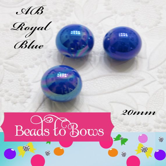 AB 10Ct. 20mm Royal Blue Bubblegum Bead, Chunky Round Bead, AB Gum Ball Bead, Chunky Bead Supply, Bubblegum Necklace Supply Beads (Copy) (Copy)
