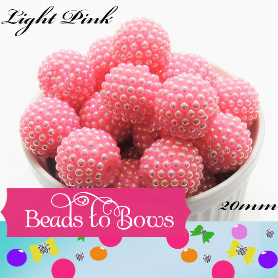 20mm Pink Rhinestone Pearl Beads - Elegant Bubblegum Pearls, Chunky Bead Supply