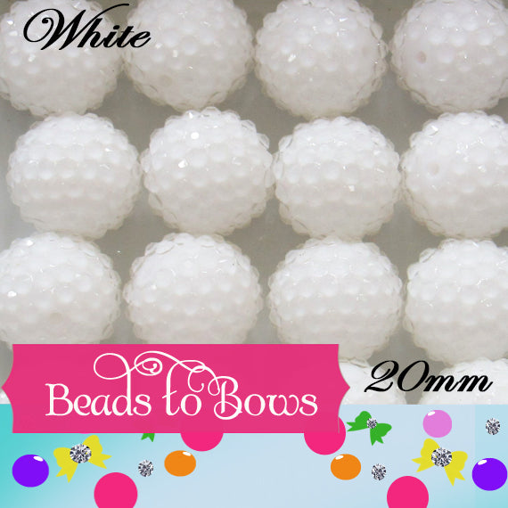 20mm White Clear Rhinestone Beads, Beautiful White rhinestone beads