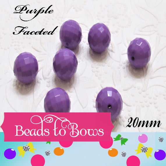 Faceted 20mm Purple Disco Bubblegum Beads