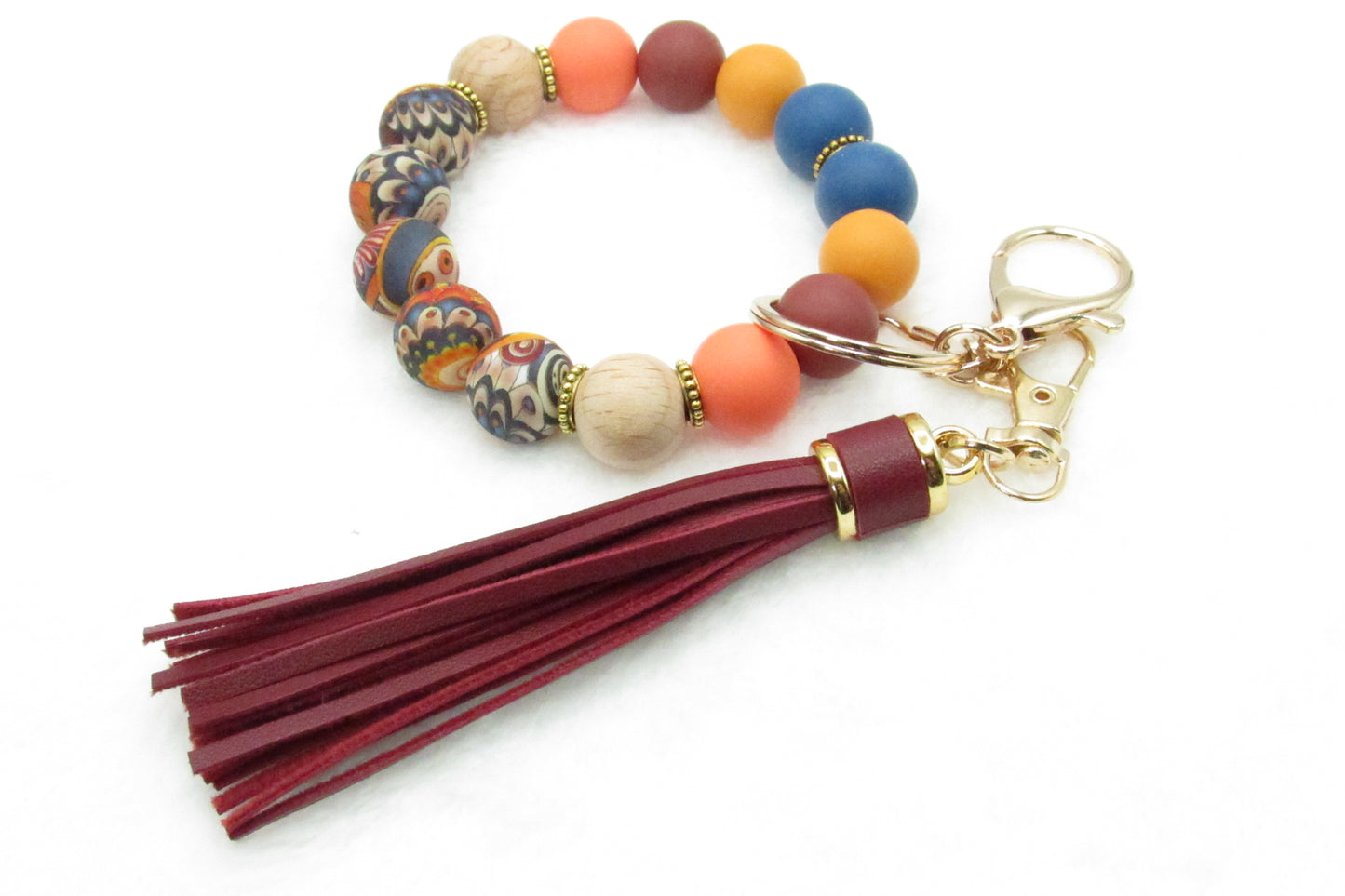 15mm Abstract Yellow, navy, and orange designs Printed On 15mm Silicone Beads