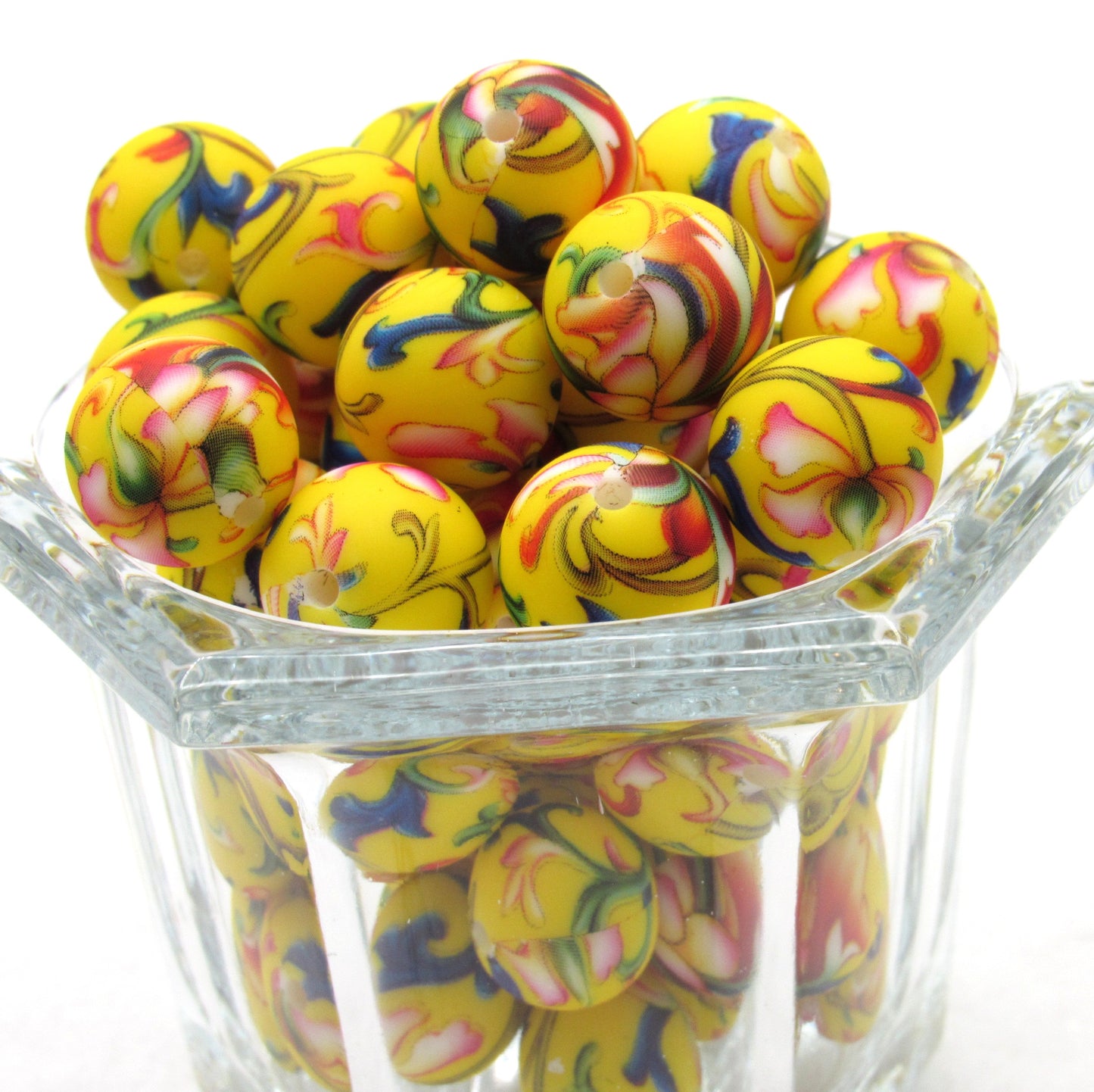 15mm Printed Silicone Beads | Yellow, Red, and Green, Design I Food Grade Silicone Beads for Keychains, Jewelry Making (Copy)