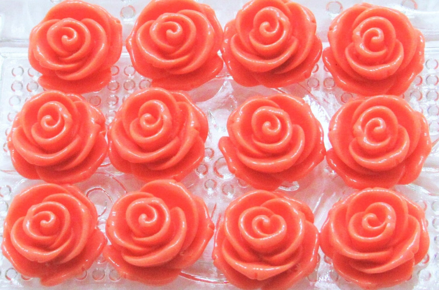 23mm Coral Rose Beads 23mm Chunky Rose Beads Bubblegum Rose Beads,Flatback Rose Beads, 2mm Hole Bracelet Rose Bead, Gum ball Rose