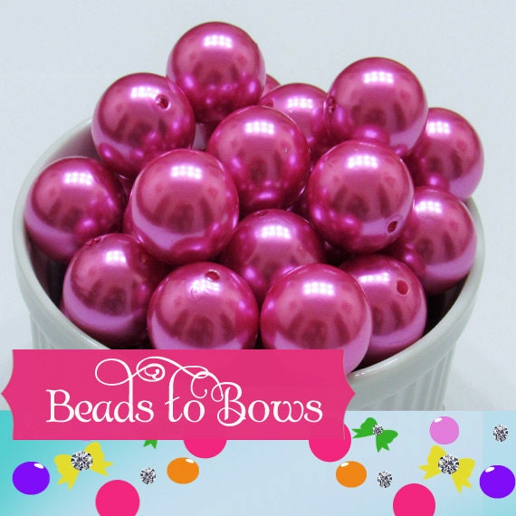 20mm Magenta Bubblegum Pearl Beads, Chunky Pearl Beads, Bubblegum Beads, Chunky Beads, Faux Pearl Beads, Gumball Pearl Beads, Supply Beads