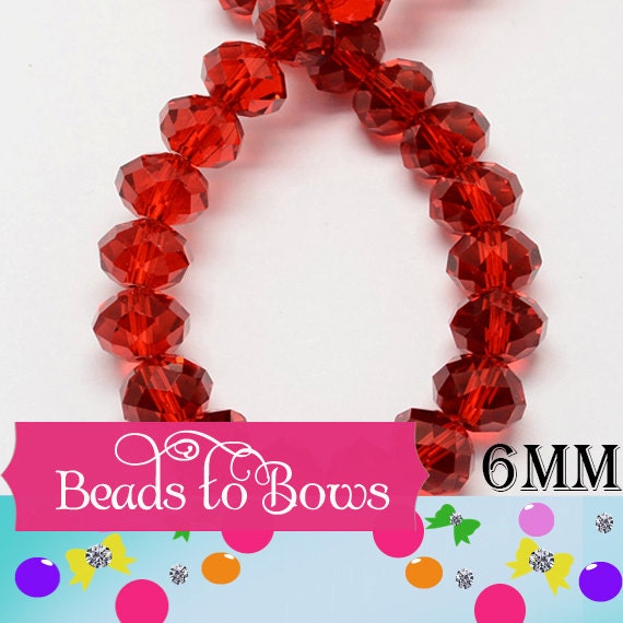 50 - 6mm X 4mm Red Glass Beads, Red Imitate Austrian Crystal Beads, Faceted Rondelle Beads, Handmade Glass Beads, Jewelry Supply Beads