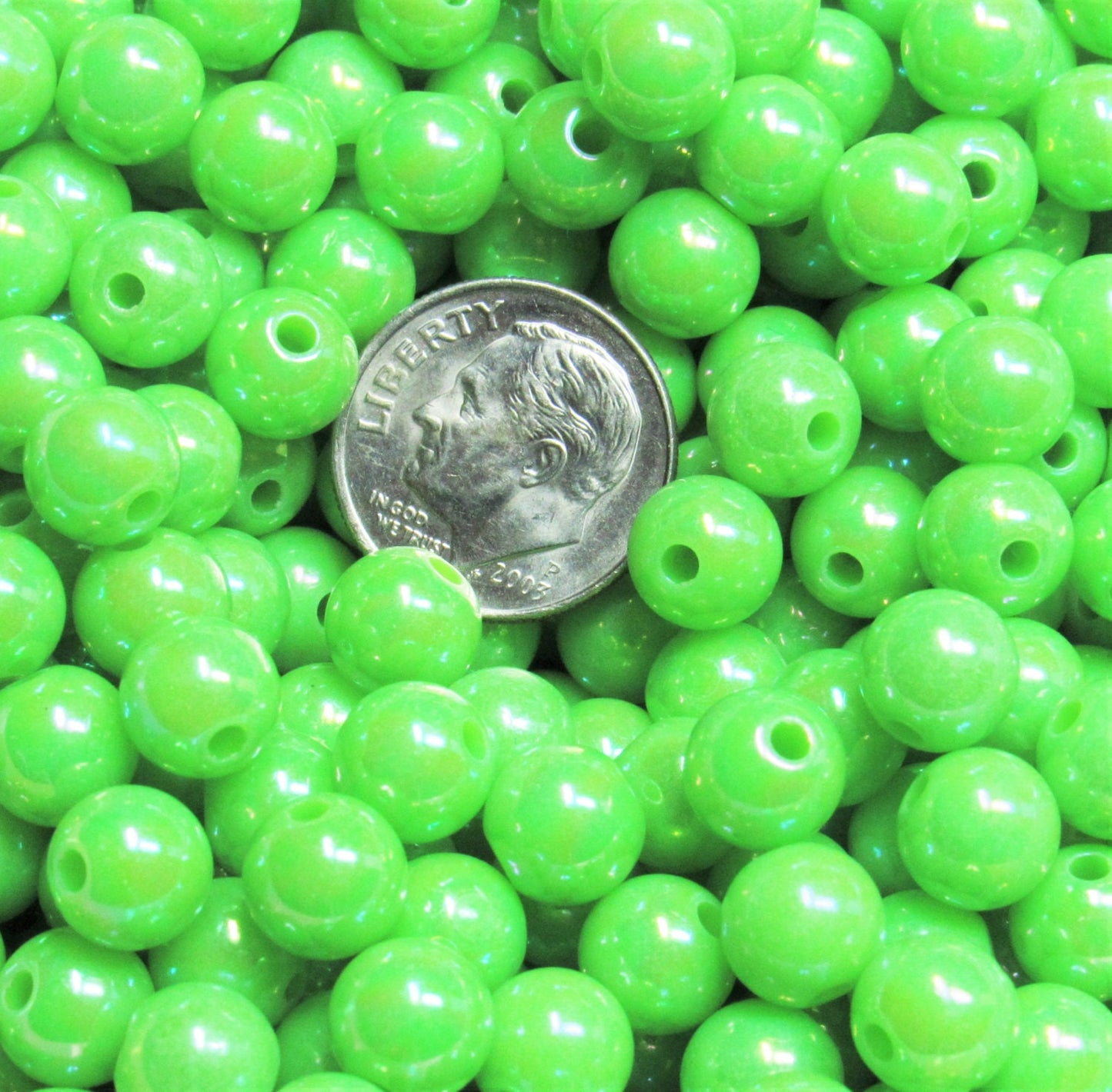 8mm AB Lime Green Bubblegum Beads, Aurora Borealis Beads, Gumball Beads, Chunky Necklace Supply, Fairy Kawkii AB Beads, Bubblegum Beads