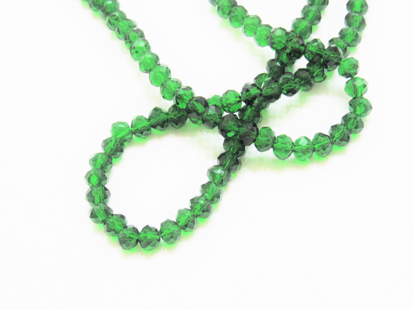 6mm X 4mm Green Glass Beads, Green Imitate Austrian Crystal Beads, Faceted Rondelle Beads, Handmade Glass Beads, Jewelry Supply Beads
