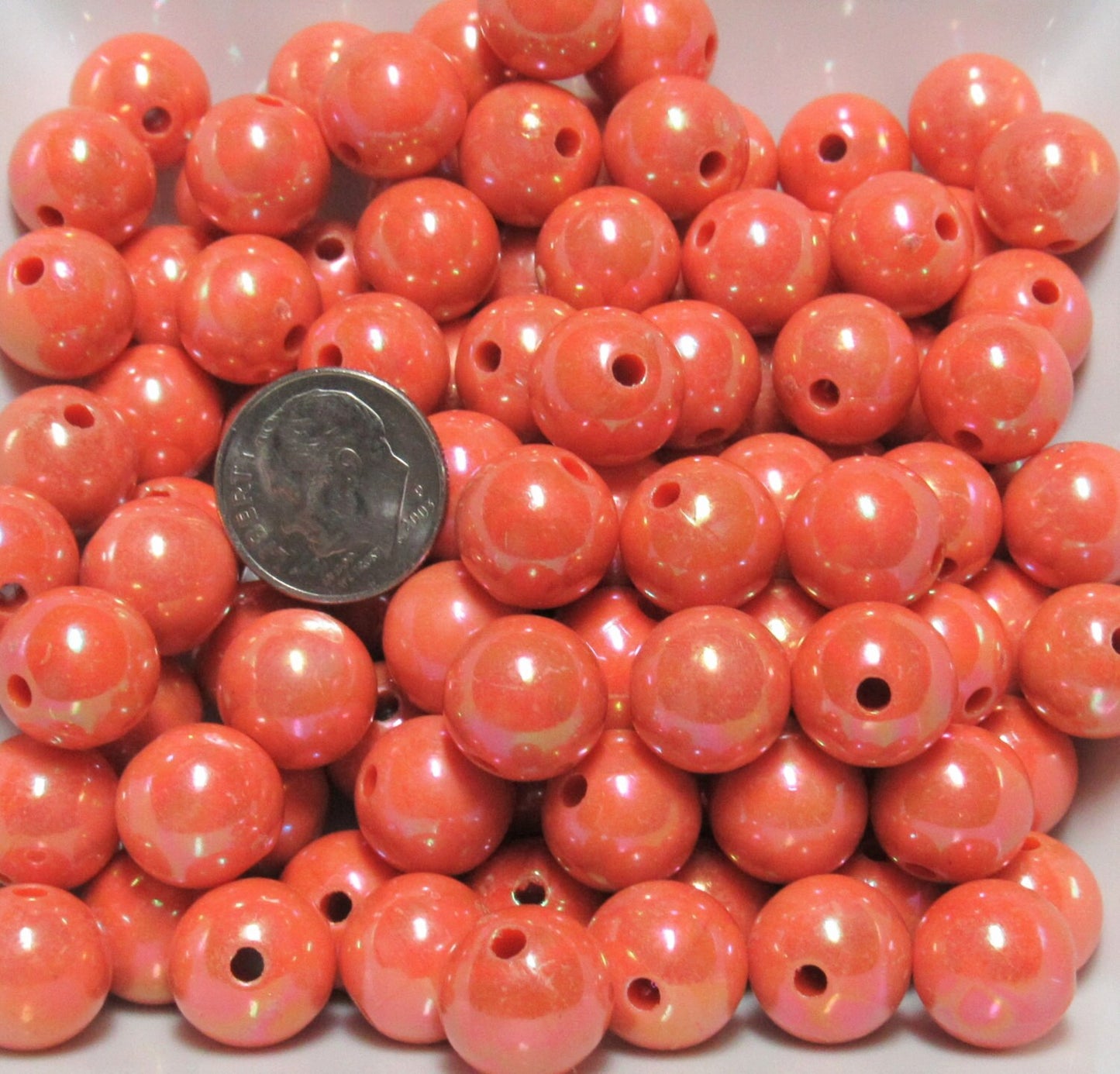 12mm AB Orange Bubblegum Bead, Chunky Gumball Bead, Chunky Round Acrylic Bead, Chunky Bead Supply, Bubblegum Necklace Supply.