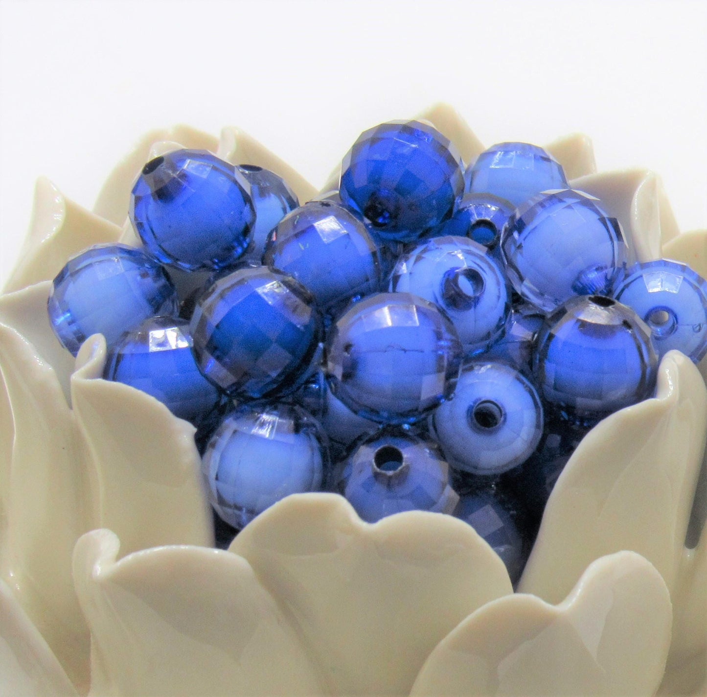 Royal Blue 12mm Bead In A Bead, Bubblegum Beads, Faceted Bead,Transparent Bubblegum Bead, Necklace Supply Bead, Jewelry Bead