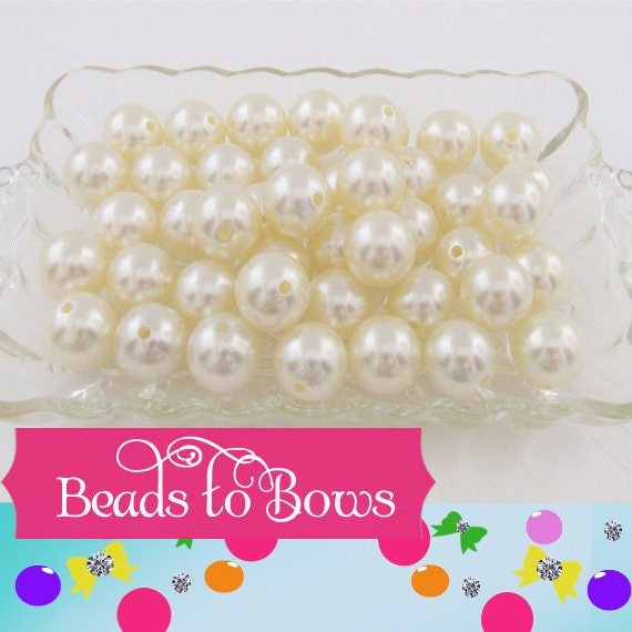 Ivory 20mm Pearl Bubblegum Beads, Chunky Gumball Beads, White Gumball Beads, Chunky Necklace Supply Bead, Chunky Gumball Pearl bead