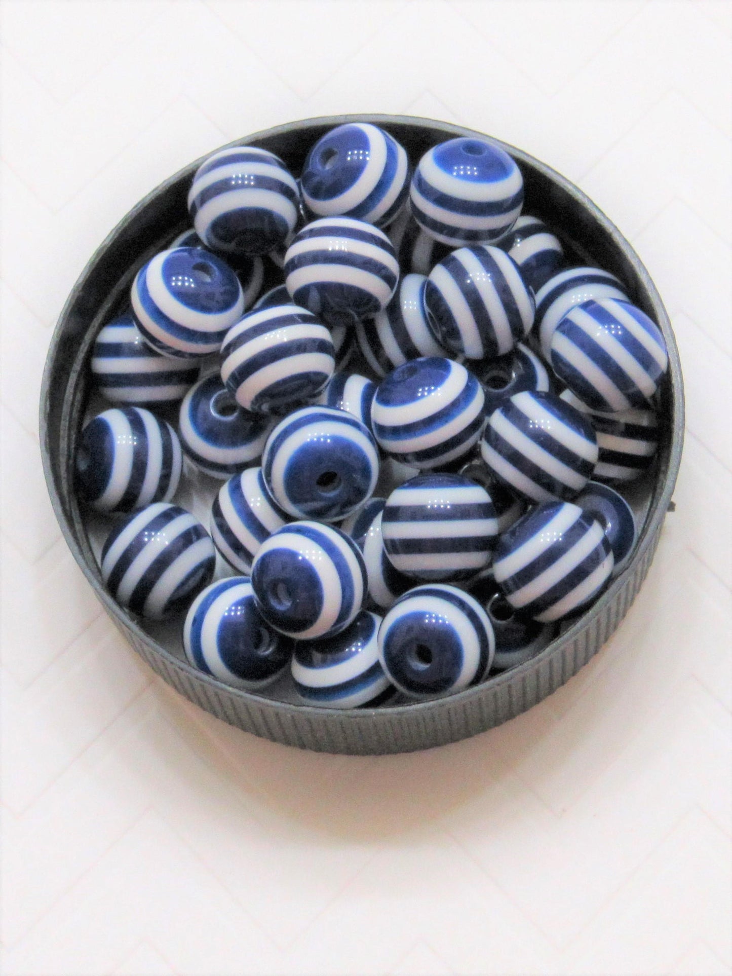 12mm Blue Striped Bubblegum Bead, Chunky 12mm Striped Beads, Chunky Bead Supply, Striped Beads, Gumball Beads, Striped Gumball Beads