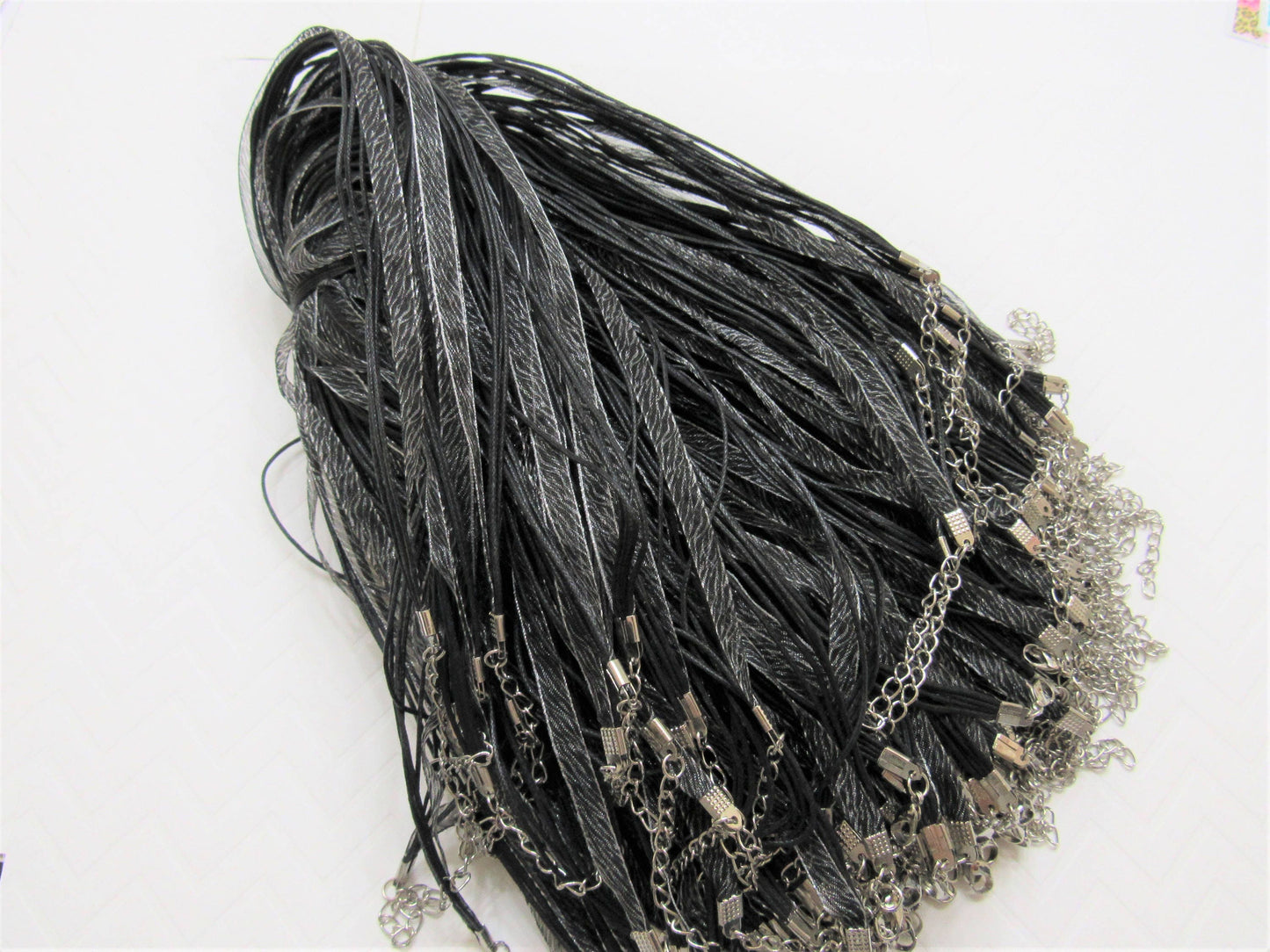 5Ct. Zebra 17 in.Organza Ribbon and Cord Necklaces, Bottlecap Supply, Pendant Necklace, Jewelry Supply, Bottlecap Necklace