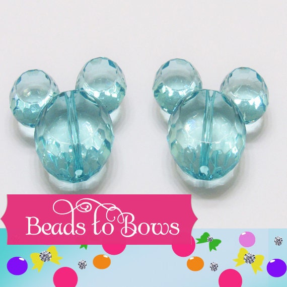 34mm Turquoise Mickey Minnie Mouse Bubblegum Beads, Acrylic Mickey Mouse Bead, Chunky Bead Supply, Mickey Mouse Head Bead, Jewelry Supply