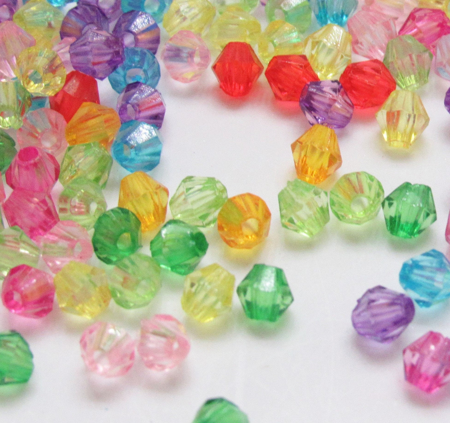 4mm Bubblegum Bicone Beads, Transparent Bubblegum Beads, Chunky Necklace Supply Bead, Jewelry Supply, Small 4mm Bicone Beads