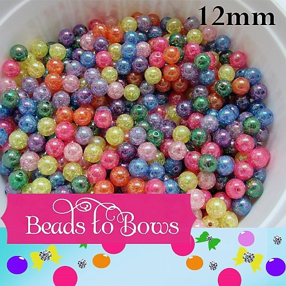 12mm Crackle Bubblegum Beads Gumball Beads, Chunky Necklace Bead Supply, Bubblegum Bead Necklace Supply, Crackle Beads,