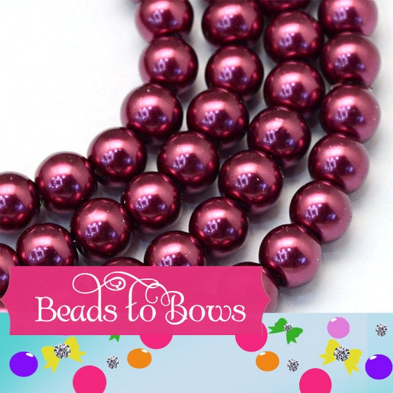 10mm Burgundy Bubblegum Pearls, Chunky Pearls, Glass Pearls, Gumball Pearls, Bubblegum Necklace Supply Bead, Jewelry Supply