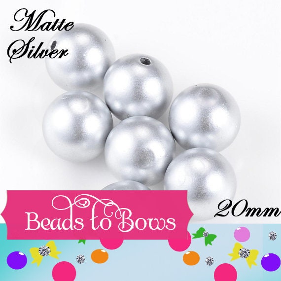 20mm Matte Silver Bubblegum Pearl Beads, Gumball Beads, Pearl Beads, Bubblegum Pearls, Beading Supply, Jewelry Supply