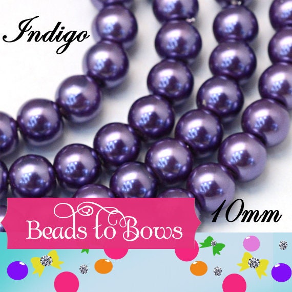 10mm Indigo Bubblegum Pearls, Chunky Pearls, Glass Pearls, Gumball Pearls, Bubblegum Necklace Supply Bead, Jewelry Supply, Supply