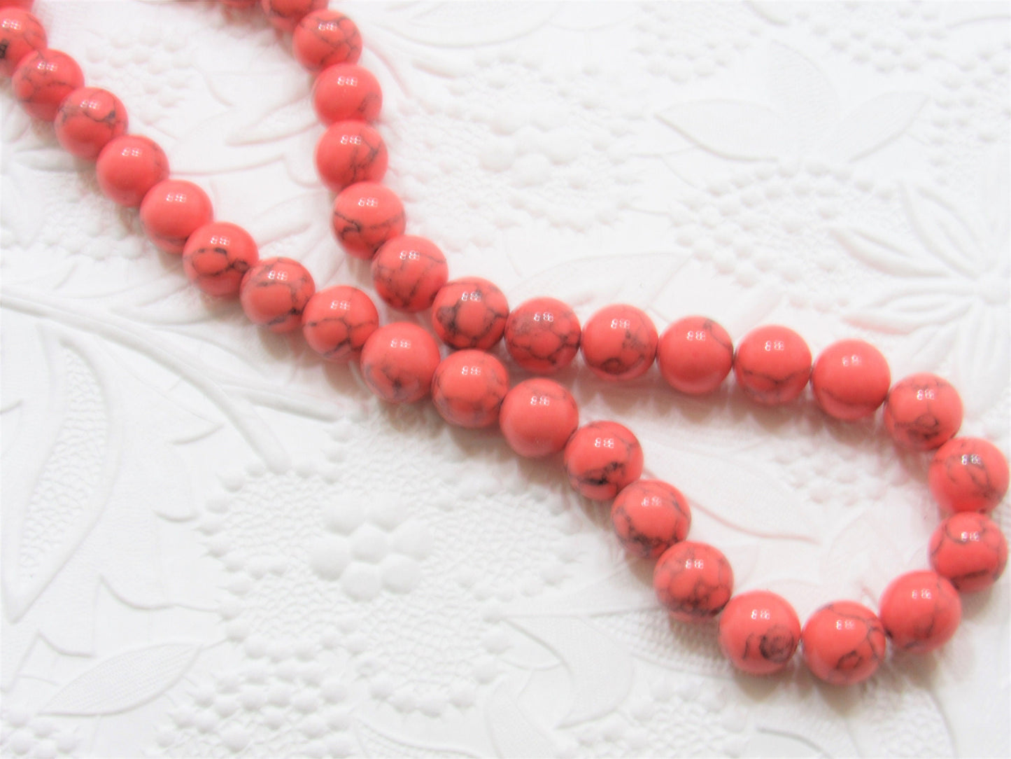 10mm Synthetic Turquoise, 40 Ct 3.99 Light Coral Turquoise Beads, Bubblegum Necklace Supply Bead, Jewelry Supply, Bubblegum Bead