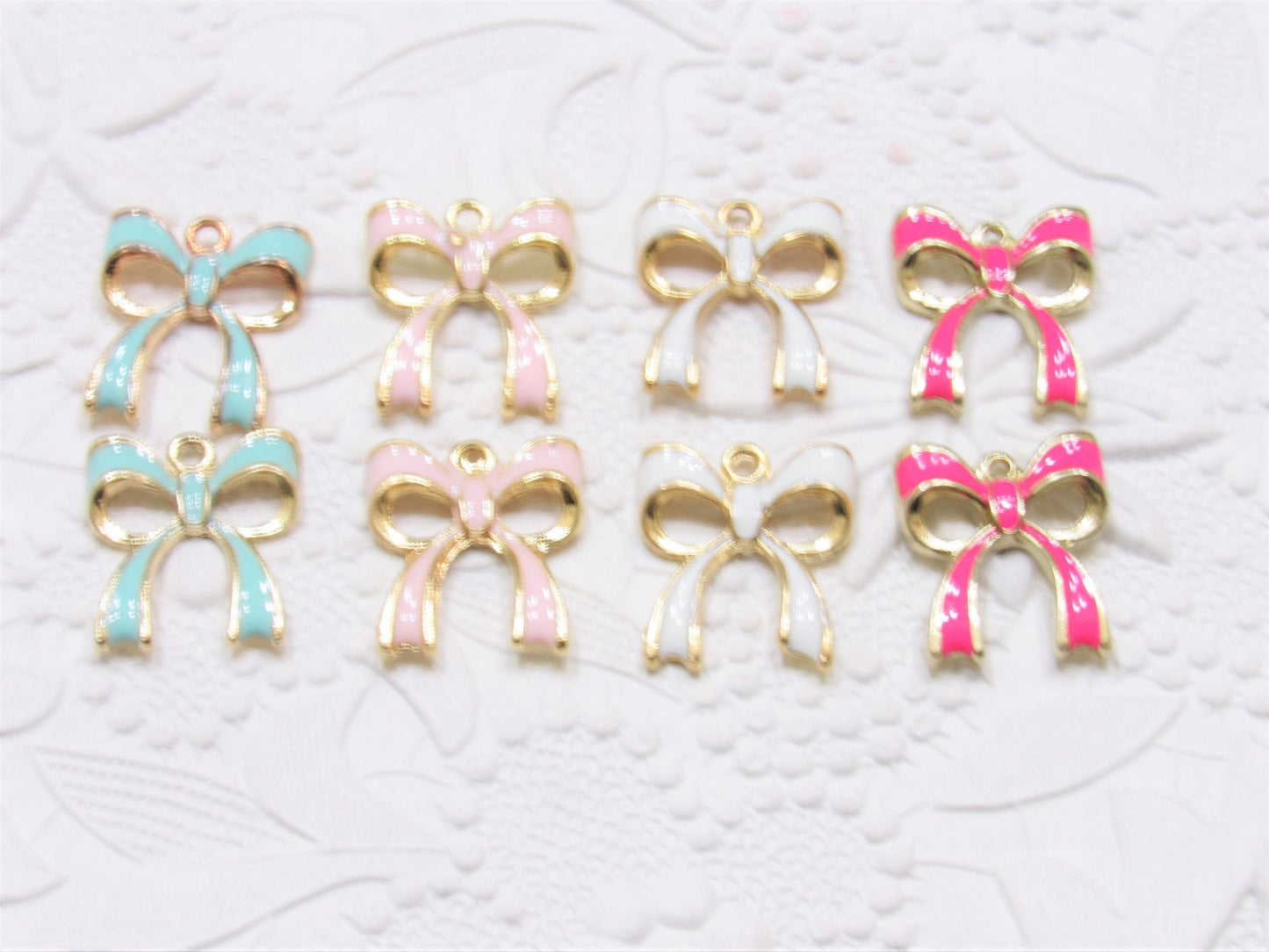 4Ct. 20mm Enamel Bow Charms,  Bow Knot Charms,  Enamel Bow, Enamel Charm Bow,  Tied Bow Charm, Bow Pendant
