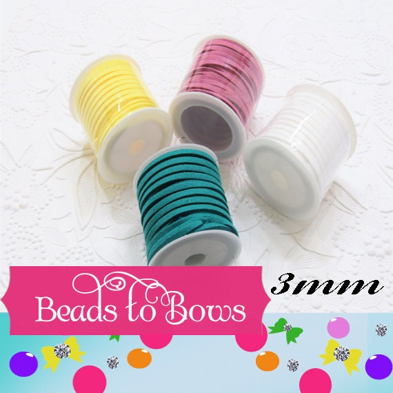 5M Roll Faux Teal, Yellow, White Suede Cord, 3 X 1.5mm Jewelry Making Cord, Suede Lacing, Bracelet String, 5M = 16 Feet