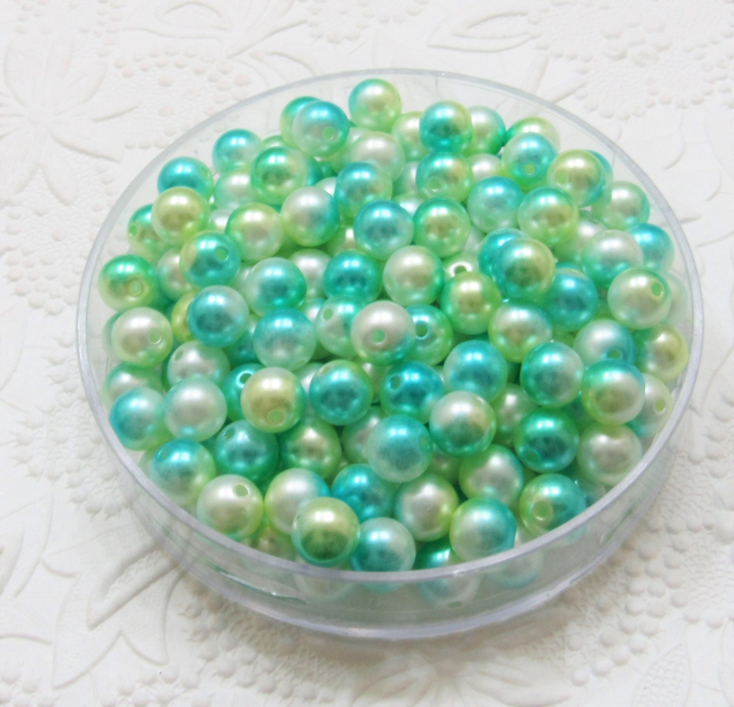 10mm Mermaid 50 Ct Bubblegum Pearls, Green Pearls, Ombre Pearls, Gumball Pearls, Bubblegum Necklace Supply Bead, Jewelry Supply, Supply