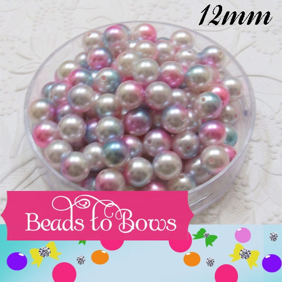 12mm Mermaid 50 Ct Bubblegum Pearls, Magic Pearls, Ombre Pearls, Gumball Pearls, Bubblegum Necklace Supply Bead, Jewelry Supply, Supply