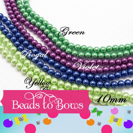 New 10mm Green, Violet, Royal, Yellow Green Bubblegum Pearls, Chunky Pearls, Glass Pearls, Bubblegum Necklace Supply Bead, Jewelry Supply,