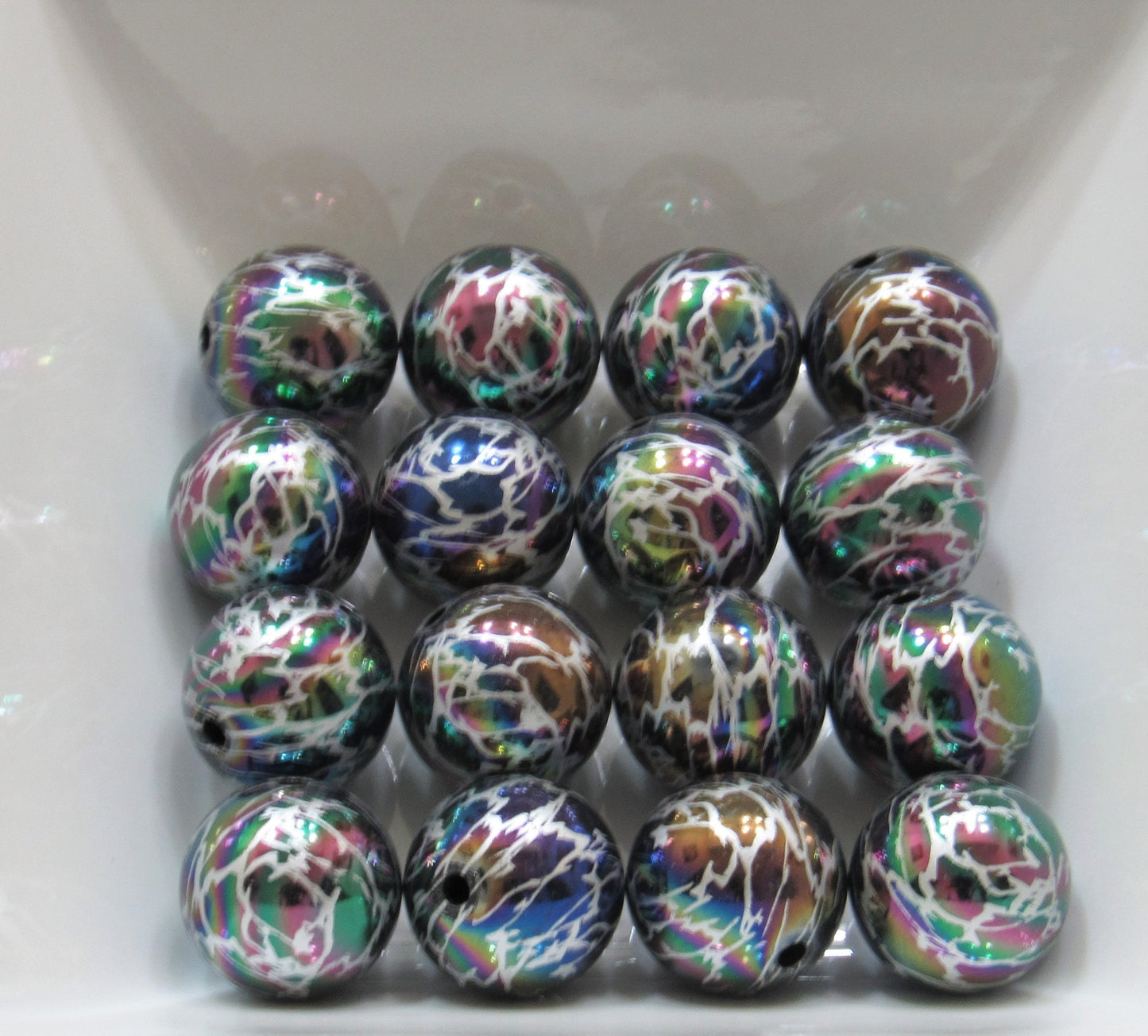 NEW 20mm Black And Silver AB Lightening Pearls, Bubblegum Beads, Chunky Gumball Beads, Bubblegum Bead Supply, Chunky Pearl Beads