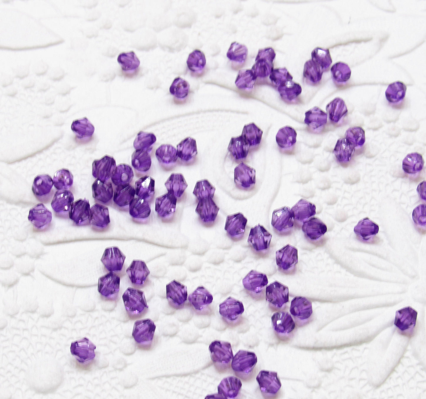 4mm Purple Bicone Beads, Transparent Bubblegum Beads, Chunky Necklace Supply Bead, Jewelry Supply, Small 4mm Bicone Beads