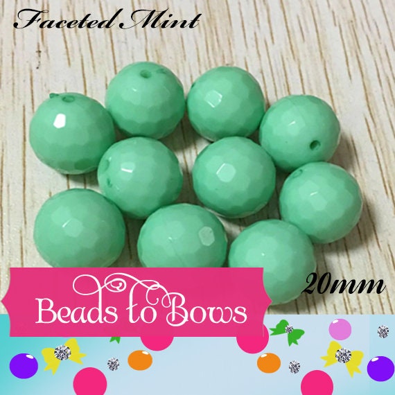 NEW 20mm Faceted Mint Disco Bubblegum Bead, Chunky Beads, Round Acrylic Beads, Chunky Bead Supply, Bubblegum Necklace Supply Beads