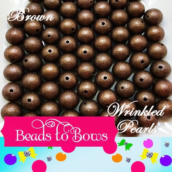 20mm Brown Wrinkled Bubblegum Pearl Beads, Chunky Gumball Beads, Round Wrinkled Pearls, Acrylic Beads, Chunky Necklace Supply Bead,