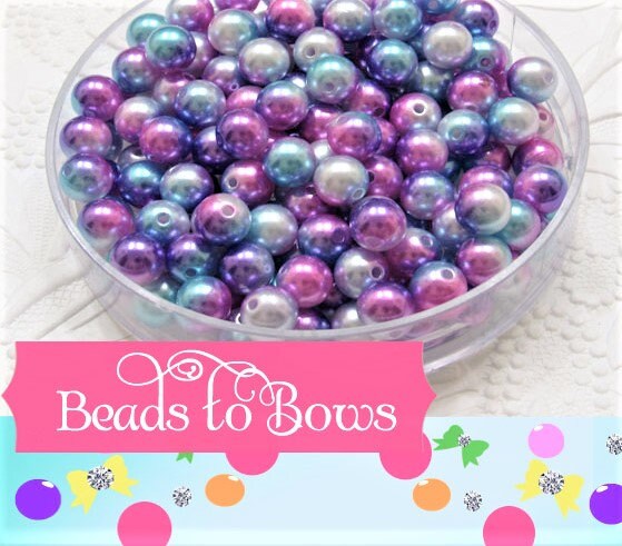 12mm Mermaid 50 Ct Bubblegum Pearls, Chunky Pearls, Ombre Pearls, Gumball Pearls, Bubblegum Necklace Supply Bead, Jewelry Supply, Supply