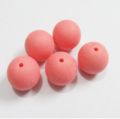 New 20mm Matte Satin Finish Coral Bubblegum Beads, Gumball Beads, Round Beads, Bubblegum Beads, Beading Supply, Jewelry Supply