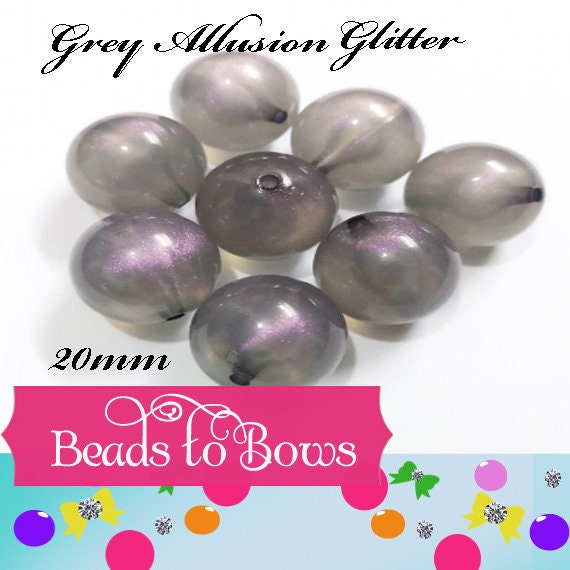 NEW 20mm Grey Allusion Glitter Bubblegum Beads, Chunky Beads, Bubblegum Glitter Beads, Chunky Beads, Chunky Bead Supply, Glitter Bead