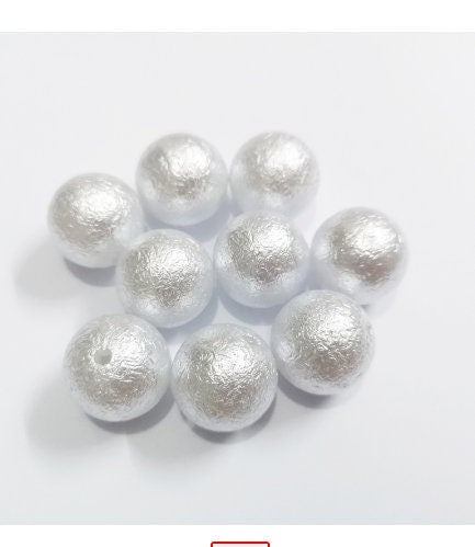 20mm White Wrinkled Bubblegum Pearl Beads, Chunky Gumball Beads, Round Wrinkled Pearls, Acrylic Beads, Chunky Necklace Supply Bead,