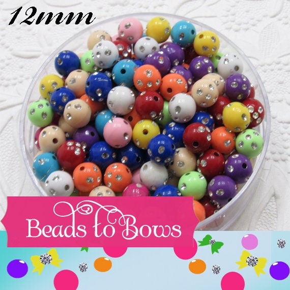 11-12mm Assorted Bling Beads, Bubblegum Beads, Chunky Acrylic Bead, Chunky Necklace Supply, Bulk Beads, Chunky Bubblegum Necklace Beads
