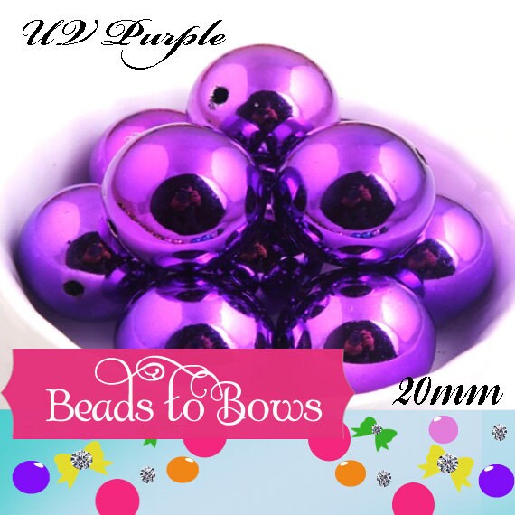 NEW UV Purple 20mm Bubblegum Bead, Chunky Gumball Beads, Chunky Bead Supply, Shiny UV Plating Bubblegum Bead, Gumball Bead, Bubblegum Bead