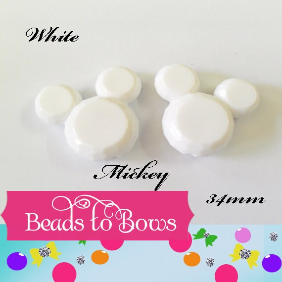 34mm White Mickey Bubblegum Bead, Acrylic Mickey Mouse Beads, Chunky Mickey Bead, Bangle Bracelet Bead, Supply