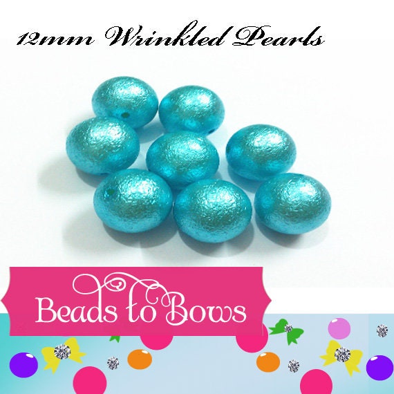 20mm Light Turquoise Wrinkled Bubblegum Pearl Beads, Gumball Beads, Round Wrinkled Pearls, Acrylic Beads, Chunky Necklace Supply Bead,