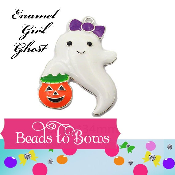 46mm Halloween Ghost Pendant, Girl Ghost Pendant, Bubblegum Halloween Pendant, Chunky Bead Supply,