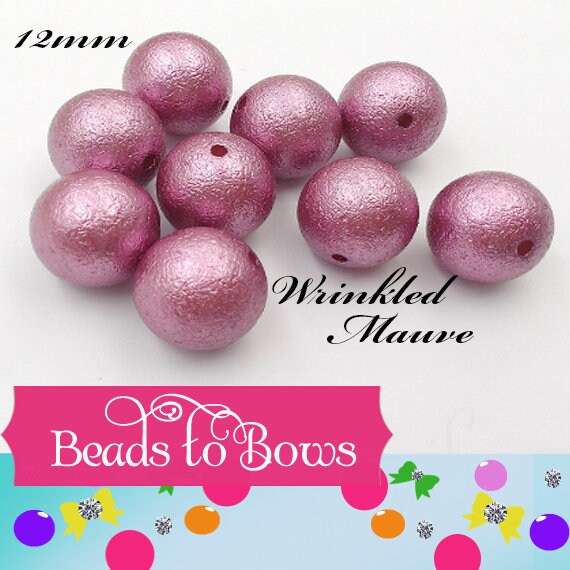 12mm Wrinkled Mauve Pearls, Bubblegum Pearl Beads, Gumball Beads, Pearl Beads, Acrylic Beads, Beading Supply, Jewelry Supply