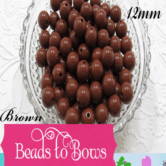 50 Brown 12mm Bubblegum Beads, Chunky Bubblegum Beads, Chunky Necklace Supply Bead, Gumball Beads, Bubblegum Beads, DIY Bead Supply