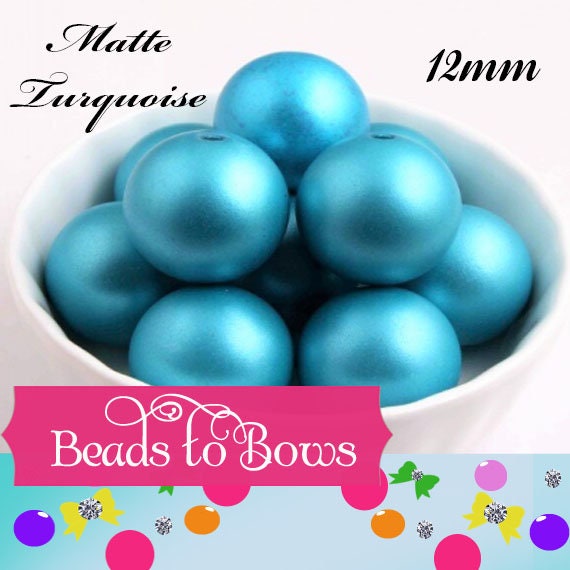 12mm Matte Turquoise Bubblegum Pearl Beads, Gumball Beads, Pearl Beads, Bubblegum Pearls, Beading Supply, Jewelry Supply