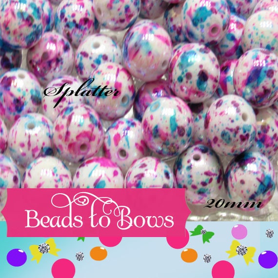 NEW 20mm AB Splatter Beads, Beautiful AB Pink & Blue Bubblegum Beads, Splatter Beads, Bubblegum Necklace Beads,