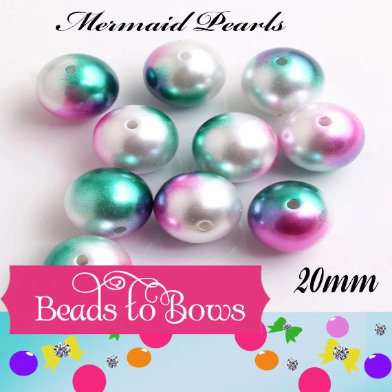20mm Mermaid Pearls, Multicolored Bubblegum Beads, Mermaid Pearl Beads, Chunky Necklace Supply Bead, Chunky Gumball Pearl bead