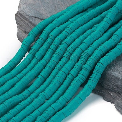 8mm Dark Cyan Heishi Bead Strands, Flat Round Polymer Clay Bead, Disc Heishi Beads, LIght Weight, Hawiian Earring Beads, Bracelets, Anklet