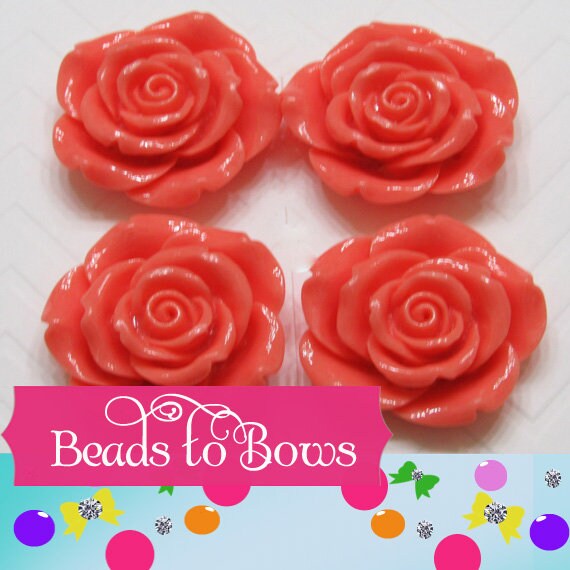 2 For 1.50 Coral Chunky 42mm Flower Bead, Large Rose Necklace Bead,Bubblegum Beads, Rose Resin Bead,Chunky Bubble Gum Necklace Bead