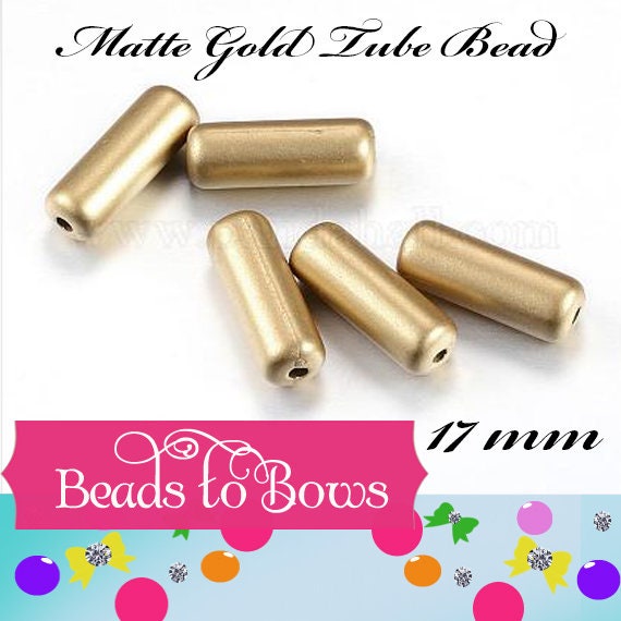 New 17mm Matte Gold Tube Beads, 17mm X 6mm Gold Tube Beads, Findings, Bracelet Tube Bead, Matte Gold Tube Bead